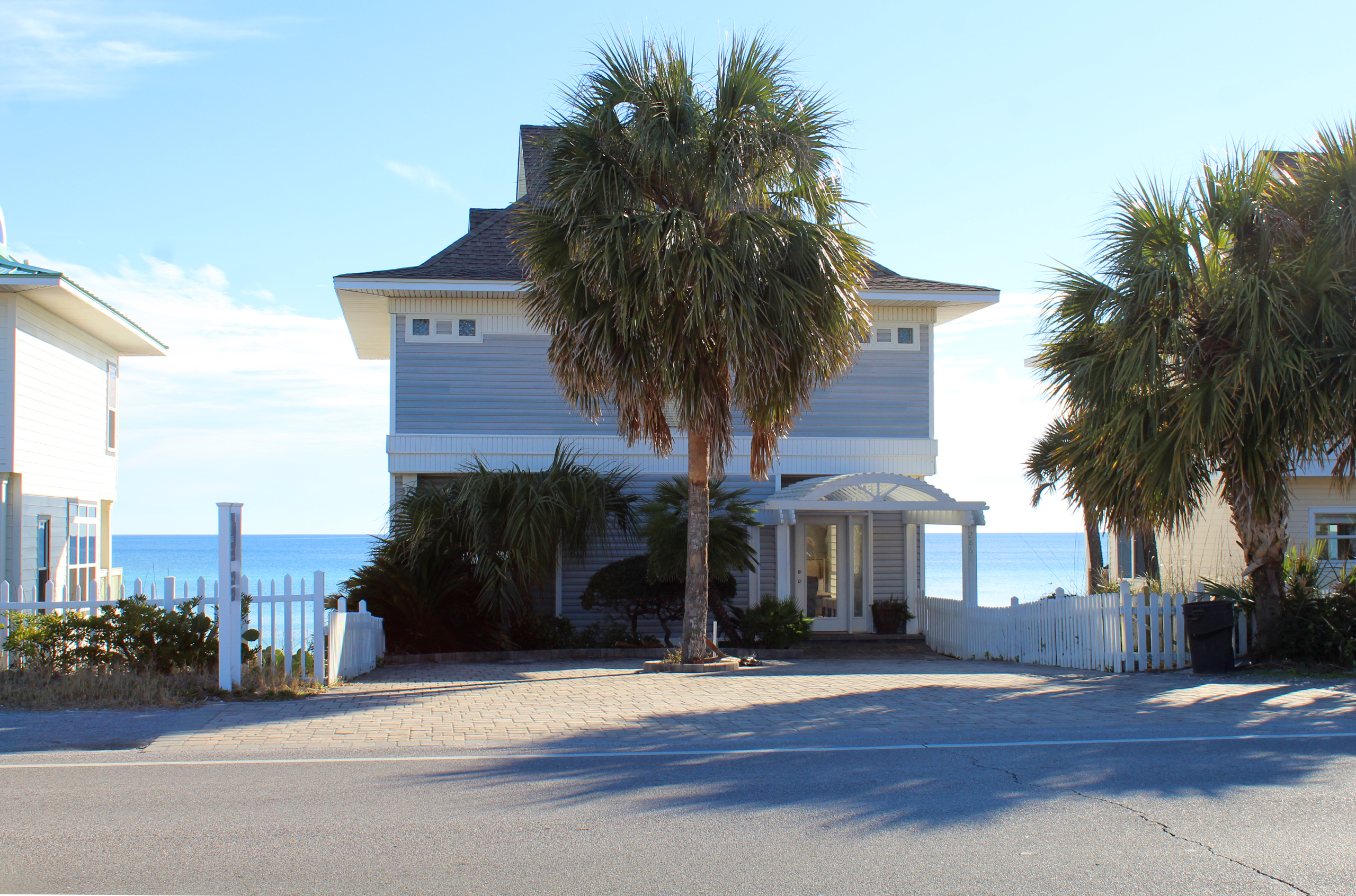 An example of a gulf front private home in Miramar Beach, NW Florida with full unobstructed views and two reserved off-street parking spaces