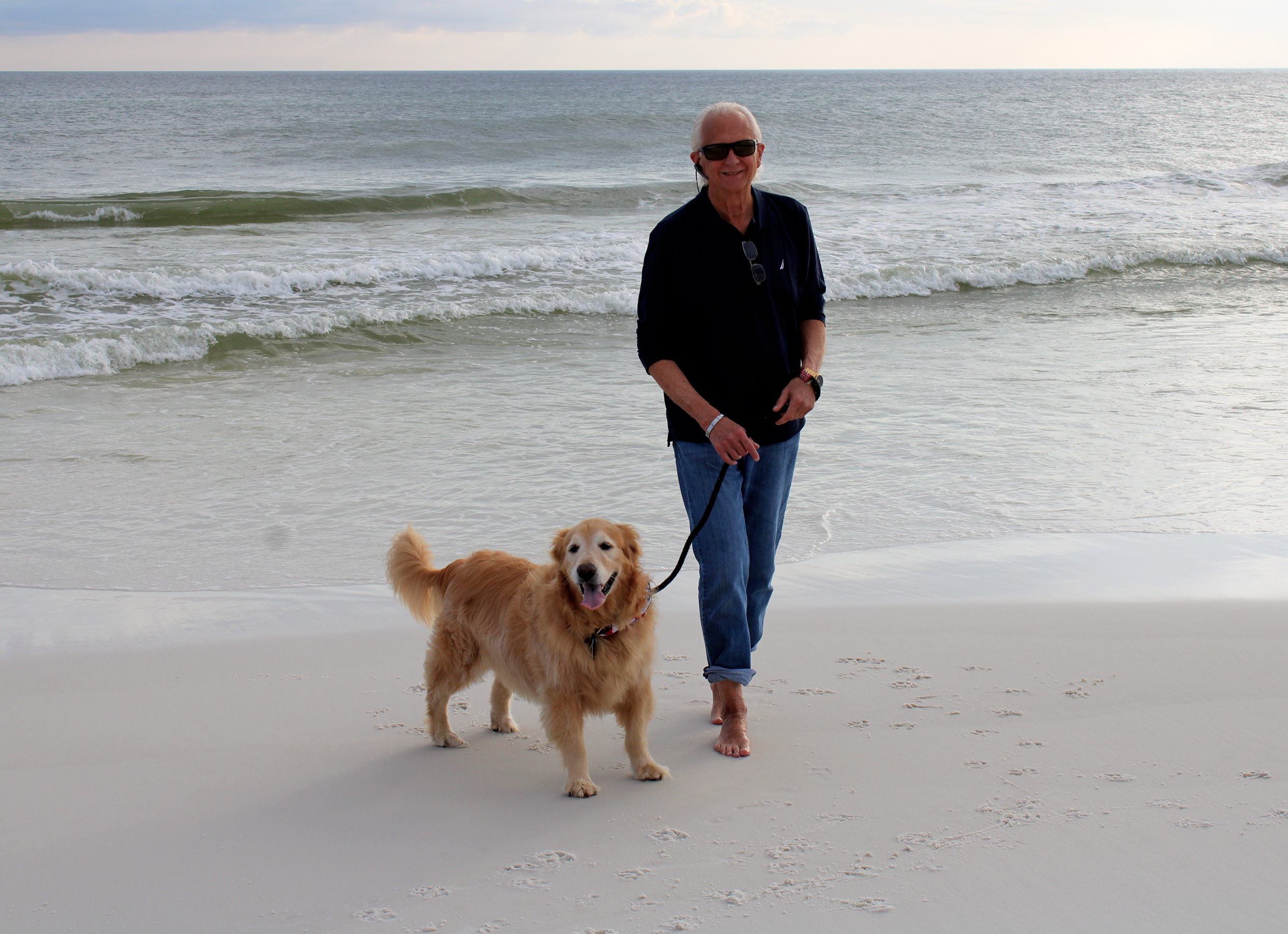 Bodie on the beach with Dan